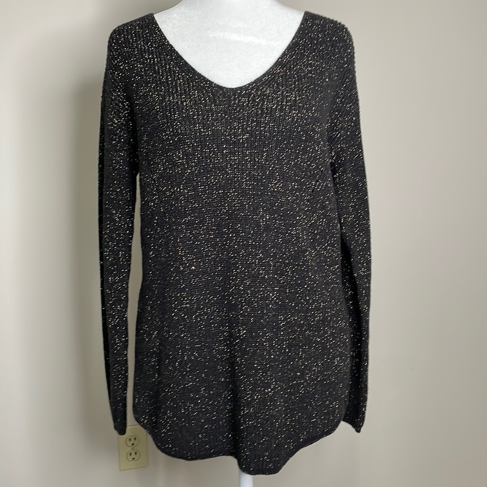 a.n.a. Black v-neck shimmer sweater